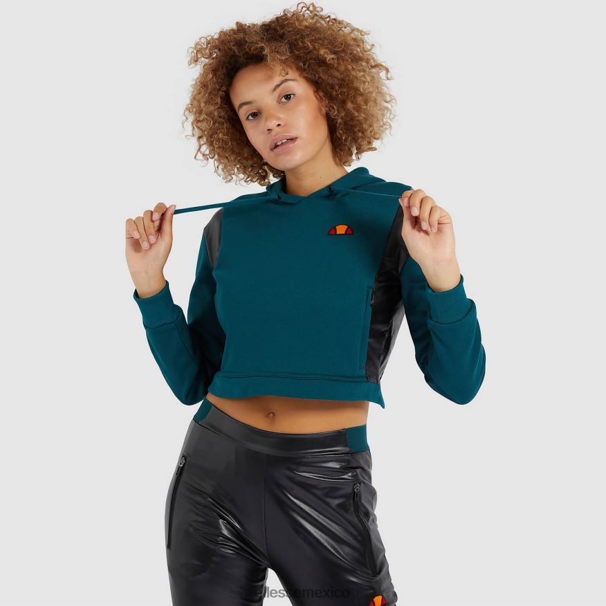 ropa mx Ellesse mujer sudadera corta con capucha fioci verde azulado 84X86H178