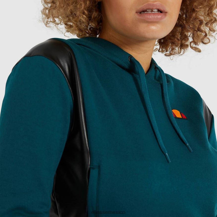 ropa mx Ellesse mujer sudadera corta con capucha fioci verde azulado 84X86H178