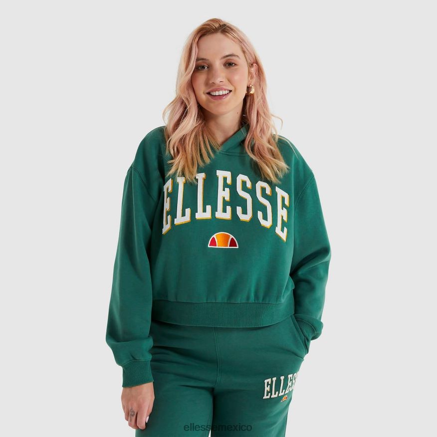 ropa mx Ellesse mujer sudadera corta con capucha ramo verde oscuro 84X86H179