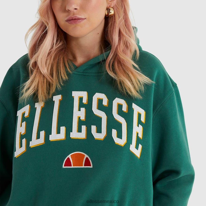 ropa mx Ellesse mujer sudadera corta con capucha ramo verde oscuro 84X86H179